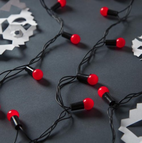 НИТЬ, улич. с насад. "Шарики d=1,5 см" 10 м, Н.Т. LED-100-220V контр.8р. КРАСНЫЙ     671564С