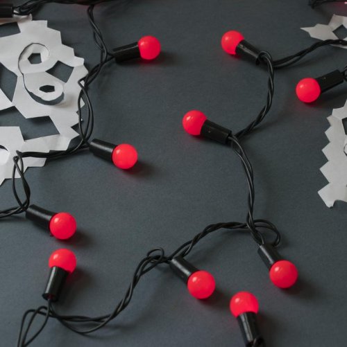 НИТЬ, улич. с насад. "Шарики d=1,5 см" 20 м, Н.Т. LED-200 контр. 8р. КРАСНЫЙ     705954С