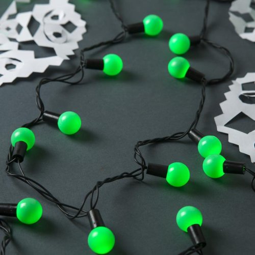 НИТЬ, улич. с насад. "Шарики большие d=2,5 см" 10 м, Н.Т. LED-100-220V контр. 8р. ЗЕЛЕНЫЙ      185541С