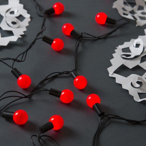 НИТЬ, улич. с насад. "Шарики большие d=2,5 см" 10 м, Н.Т. LED-100-220V контр. 8р. КРАСНЫЙ   185542С