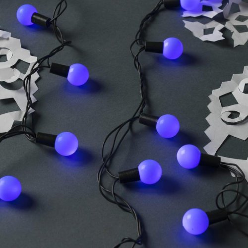 НИТЬ, улич. с насад. "Шарики большие d=2,5 см" 10 м, Н.Т. LED-100-220V контр. 8р. СИНИЙ   185540С