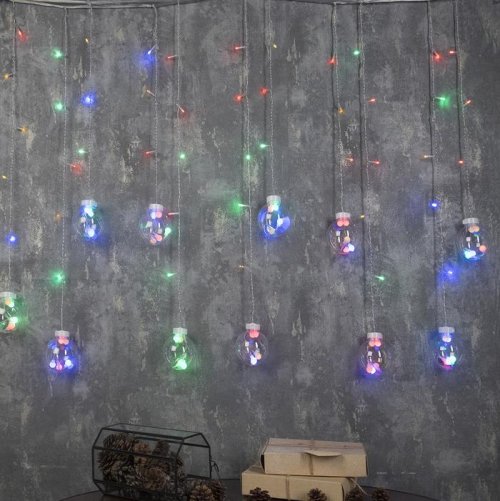 БАХРОМА, Ш:2.4 м, В:0.7 м, Н.С. "ШАРИКИ", LED-108-220V, 8 режимов, МУЛЬТИ     2361715С