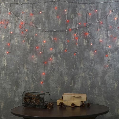 БАХРОМА, Ш:3 м, В:0.5 м, Н.С. LED-80-220V, 8 режимов, КРАСНЫЙ    3556851С