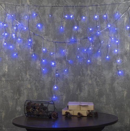 БАХРОМА, Ш:3 м, В:0.5 м, Н.С. LED-80-220V, 8 режимов, СИНИЙ    3556847С