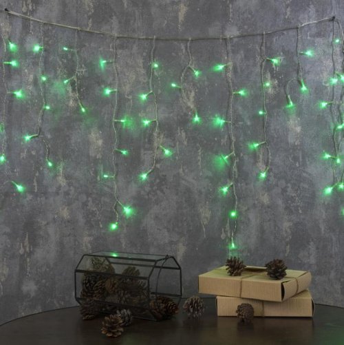 Гирлянда "Бахрома" Ш:1,2 м, В:0,6 м, Н.С. LED-60-220V, контр. 8 р. ЗЕЛЕНЫЙ  671608С