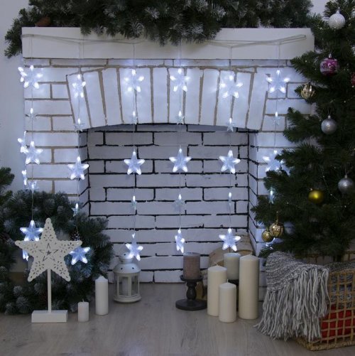 ЗАНАВЕС, "Звезды" УМС вилка Ш:2 м, В:1 м, Н.С. LED-136-220V. 8 режимов, БЕЛЫЙ    3612414С