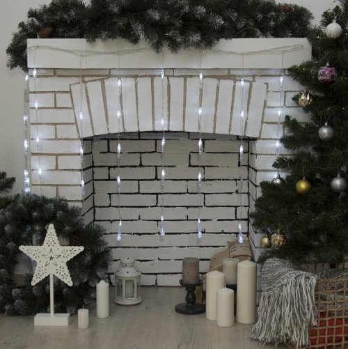 ЗАНАВЕС, "Капли" УМС вилка Ш:2,5 м, В:0,65 м, Н.С. LED-50-220V, 8 режимов, БЕЛЫЙ    3612411С