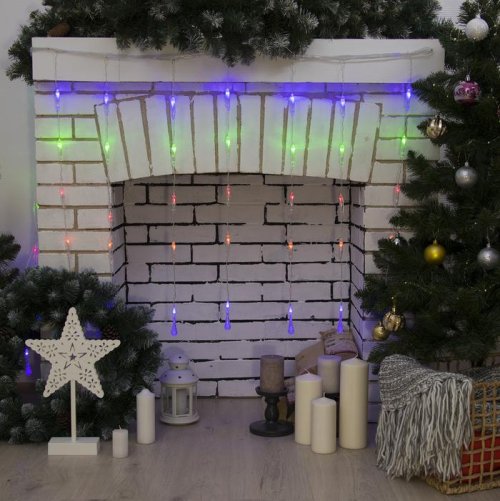 ЗАНАВЕС, "Капли" УМС вилка Ш:2,5 м, В:0,65 м, Н.С. LED-50-220V, 8 режимов, МУЛЬТИ     3612410С