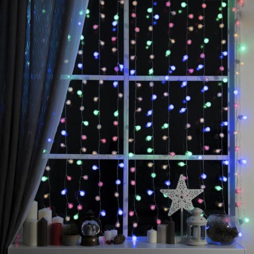 ЗАНАВЕС, УМС вилка "ЕЖИКИ" Ш:2 м, В:1,5 м, Н.С. LED-360-220V, 8 режимов, МУЛЬТИ     2361724С