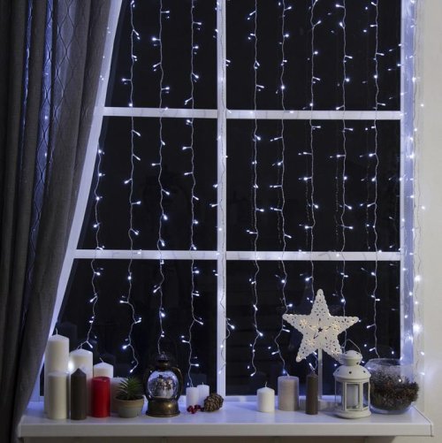 ЗАНАВЕС, УМС вилка Ш:2 м, В:1,5 м, Н.С. LED-360-220V, 8 режимов, БЕЛЫЙ     1080462С