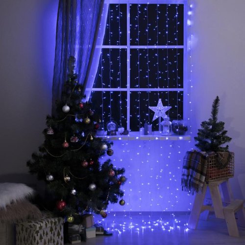 ЗАНАВЕС, УМС вилка Ш:2 м, В:3 м, Н.С. LED-720-220V, 8 режимов, СИНИЙ     1080472С