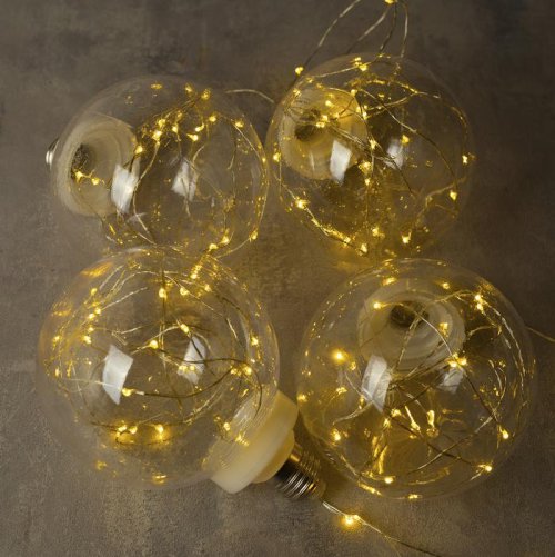 НИТЬ "Лампочки" 1,5 м, 4 х12 см, 100 LED-12V, адаптер в комплекте, ТЕПЛЫЙ БЕЛЫЙ    3612348С