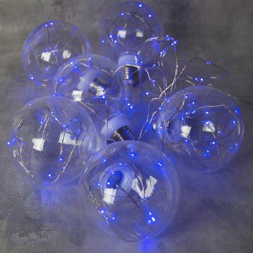 НИТЬ "Лампочки" 2 м, 6 х10 см, 100 LED-12V, адаптер в комплекте, СИНИЙ    3612345С