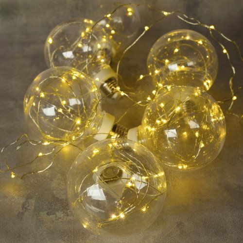 НИТЬ "Лампочки" 2 м, 6 х10 см, 100 LED-12V, адаптер в комплекте, ТЕПЛЫЙ БЕЛЫЙ    3612344С