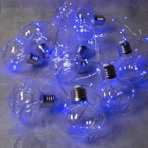 НИТЬ "Фонарики" 10 шт, 100 LED-12V, адаптер в комплекте, СИНИЙ    3612366С