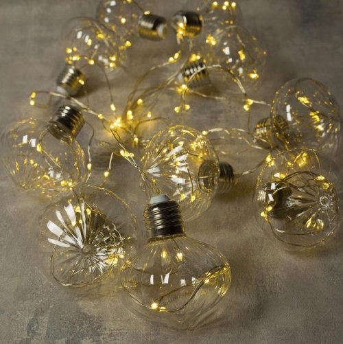 НИТЬ "Фонарики" 10 шт, 100 LED-12V, адаптер в комплекте, ТЕПЛЫЙ БЕЛЫЙ    3612365С