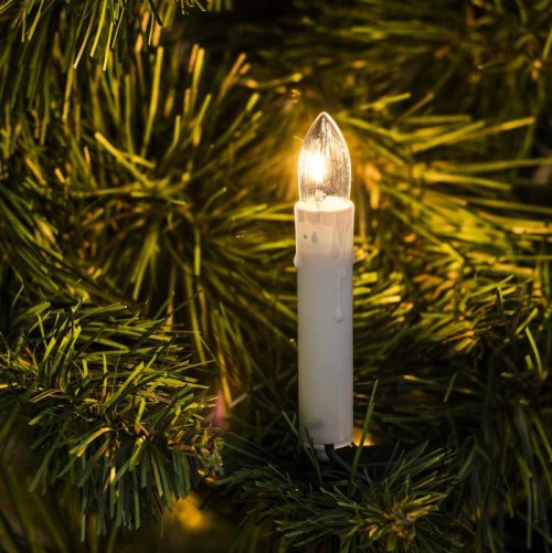 НИТЬ с насадками "Свечки на прищепке", Д:8 м, 20 ламп, свеча 7.5 см, 220 В, ТЁПЛЫЙ БЕЛЫЙ    3652320С