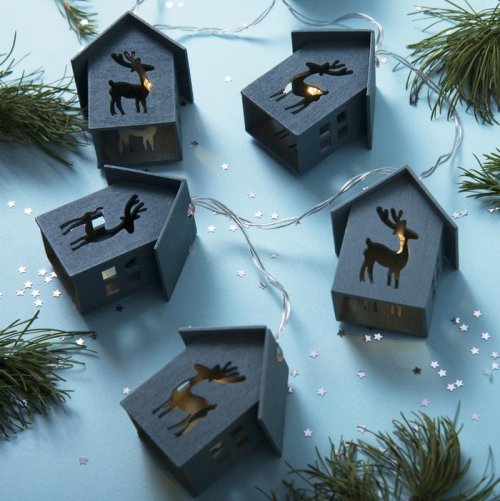 НИТЬ, 1.5 м, с насадк. "Дом с оленем синий", Н.С.,LED-10-3V,3*АА(не в компл),фиксинг,Т/БЕЛЫЙ  3667550С