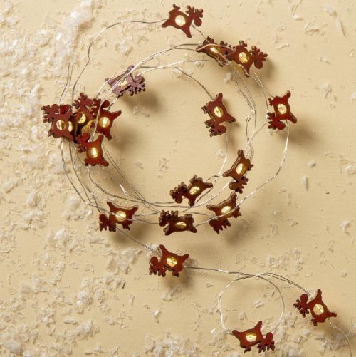 НИТЬ, 2 м, "Роса", с насад, "Олень красный", LED-20-3V, 2*АА (не в компл), фиксинг, Т/БЕЛЫЙ   3667527С