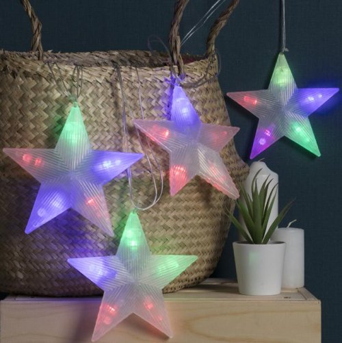 НИТЬ, 2 м, с насад. "Звезда матовая", 14,5х14,5 см, Н.С. LED-30-220V, МУЛЬТИ (RG/RB)    3612453С