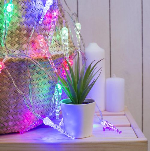НИТЬ, 3 м, USB, с насад. "Сосульки 7,5 см", Н.С. LED-20-5V, МУЛЬТИ        1080377С
