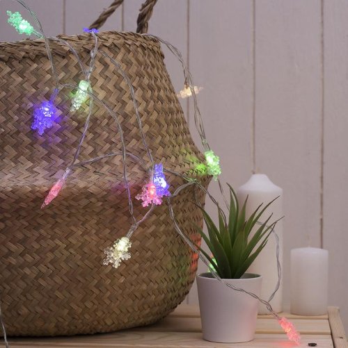 НИТЬ, 3 м, с насад. "Снежинки малые",Н.С.LED-20-3,6V,(АА* 3 шт.не в компл)МУЛЬТИ        1080365С