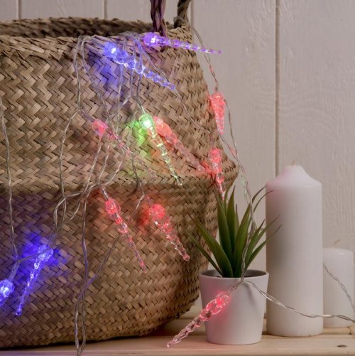 НИТЬ, 3 м, с насад. "Сосульки 7,5см",Н.С.LED-20-3,6V, (АА*3 шт.не в компл)МУЛЬТИ        1080368С