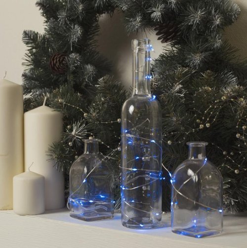 НИТЬ, 3 м. "Роса", LED-30-6V, (LR2032 2 шт.в комплекте), 1 режим, СИНИЙ     2433887С