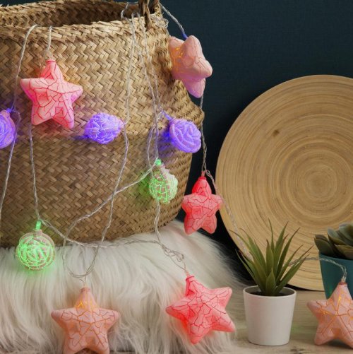 НИТЬ, 4м. с насад. “Звезды и розы”, Н.С. LED-20-220V, 8 режимов, МУЛЬТИ       3590754С