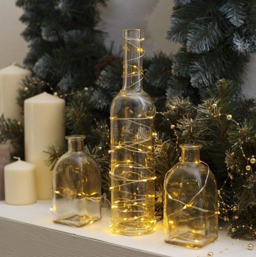 НИТЬ, 5 м. "Роса", LED-50-6V, (LR2032 2 шт.в комплекте), 1 режим, ЖЕЛТЫЙ     2433898С