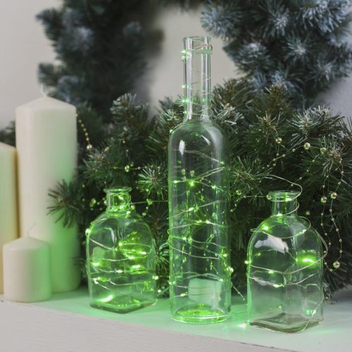 НИТЬ, 5 м. "Роса", LED-50-6V, (LR2032 2 шт.в комплекте), 1 режим, ЗЕЛЕНЫЙ     2433897С