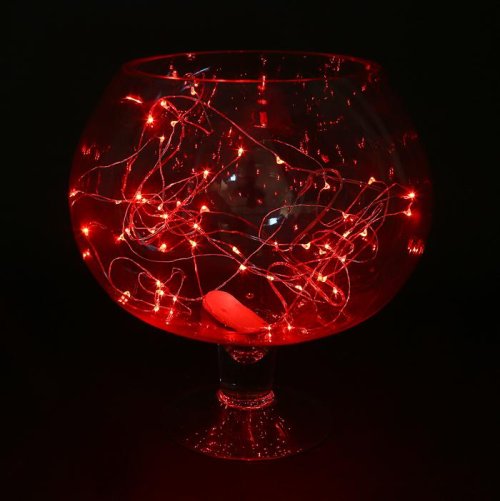 НИТЬ, 5 м. "Роса", LED-50-6V, (LR2032 2 шт.в комплекте), 1 режим, КРАСНЫЙ     2433896С