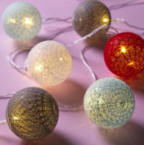 НИТЬ, 5м, с насад. "Клубки КРАСНО-ГОЛУБЫХ ниток 6 см", LED-20-220V, фиксинг, Т/БЕЛЫЙ       3590724С