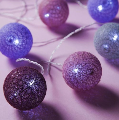 НИТЬ, 5м, с насад. "Клубки ЛИЛОВЫХ ниток 6 см", LED-20-220V, фиксинг, БЕЛЫЙ       3590728С