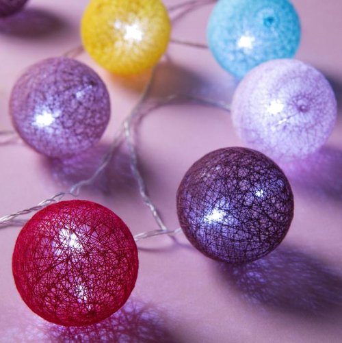 Гирлянда «Нить», 5 м, с насадками «клубки цветных ниток» (6 см), 20 LED, 220 В 3590731С