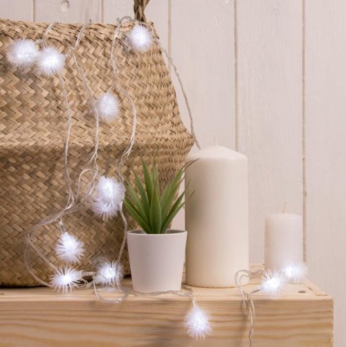 НИТЬ, 5м. с насад. “Ежики Белые”, Н.С. LED-30-220V, 8 режимов, БЕЛЫЙ       3590692С