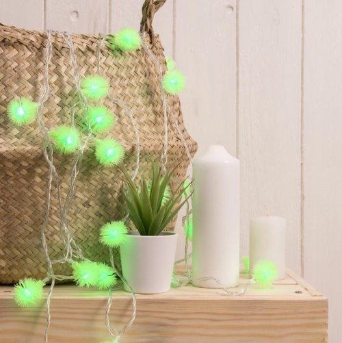 НИТЬ, 5м. с насад. “Ежики Зеленые”, Н.С. LED-30-220V, 8 режимов, ЗЕЛЕНЫЙ       3590696С