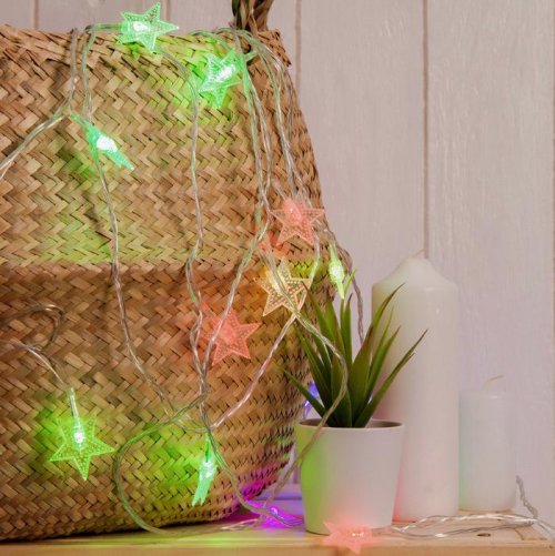 НИТЬ, 5м. с насад. “Звезда в крапинку”, Н.С. LED-20-220V,моргает, МУЛЬТИ        541536С