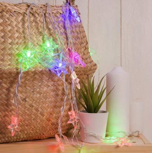 НИТЬ, 5м. с насад. “Звезда средняя”, Н.С. LED-20-220V, моргает, МУЛЬТИ        541535С