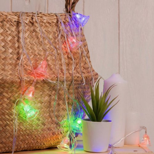 НИТЬ, 5м. с насад. “Колокольчики”, Н.С. LED-20-220V, моргает, МУЛЬТИ        541537С