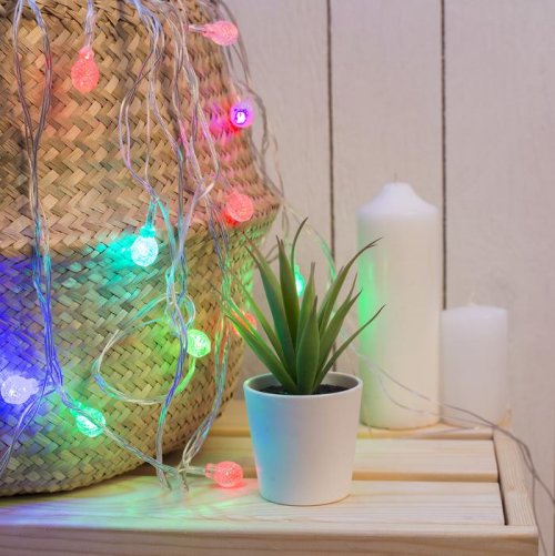 НИТЬ, 5м. с насад. “Мини фонарик”, Н.С. LED-20-220V, моргает, МУЛЬТИ        1080404С