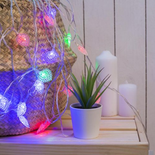 НИТЬ, 5м. с насад. “Сердце малое”, Н.С. LED-20-220V, моргает, МУЛЬТИ        1080381С