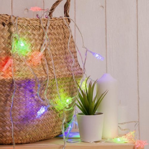 НИТЬ, 5м. с насад. “Снежинки малые”, Н.С. LED-20-220V, моргает, МУЛЬТИ        541525С