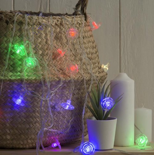 НИТЬ, 5м. с насад. “Цветочки”, Н.С. LED-20-220V, моргает, МУЛЬТИ        671573С