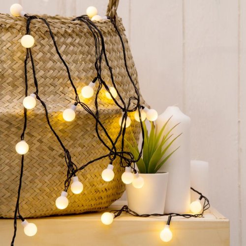 НИТЬ, 5м. с насад. “Шарики Белые”, Н.Т. LED-30-220V, 8 режимов, Т/БЕЛЫЙ       3590707С