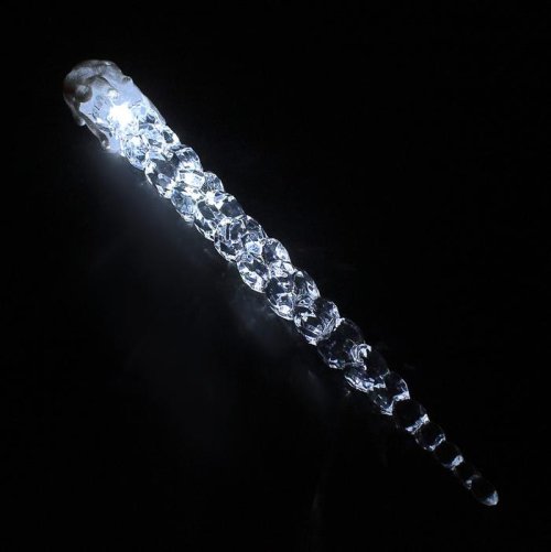 Сосулька светодиодная "Рифленая" (батарейки в комплекте) 34 см, 1 LED, БЕЛЫЙ  2580661С