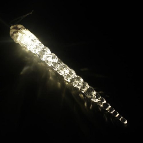 Сосулька светодиодная "Рифленая" (батарейки в комплекте) 34 см, 1 LED, ТЕПЛО-БЕЛЫЙ  2580659С