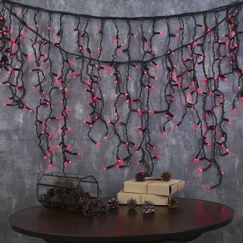 БАХРОМА уличная, УМС,Ш:5,6 м,В:0,9 м,Н.Т."Каучук"2W LED-330-220V,шнур питания,КРАСН 2967715С