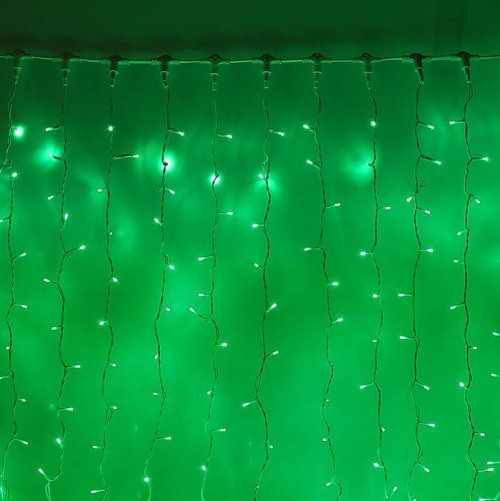 Гирлянда "Занавес" улич. УМС, Ш:2 м, В:3 м, Н.Б. 2W LED-760-220V, БЕЗ контр. фикс ЗЕЛЕН  1080223С