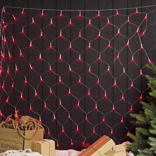 Гирлянда "Сетка" Ш:1,2 м, В:1,1 м, Н.С. LED-144-220V, контр. 8 р, КРАСНЫЙ  187220С
